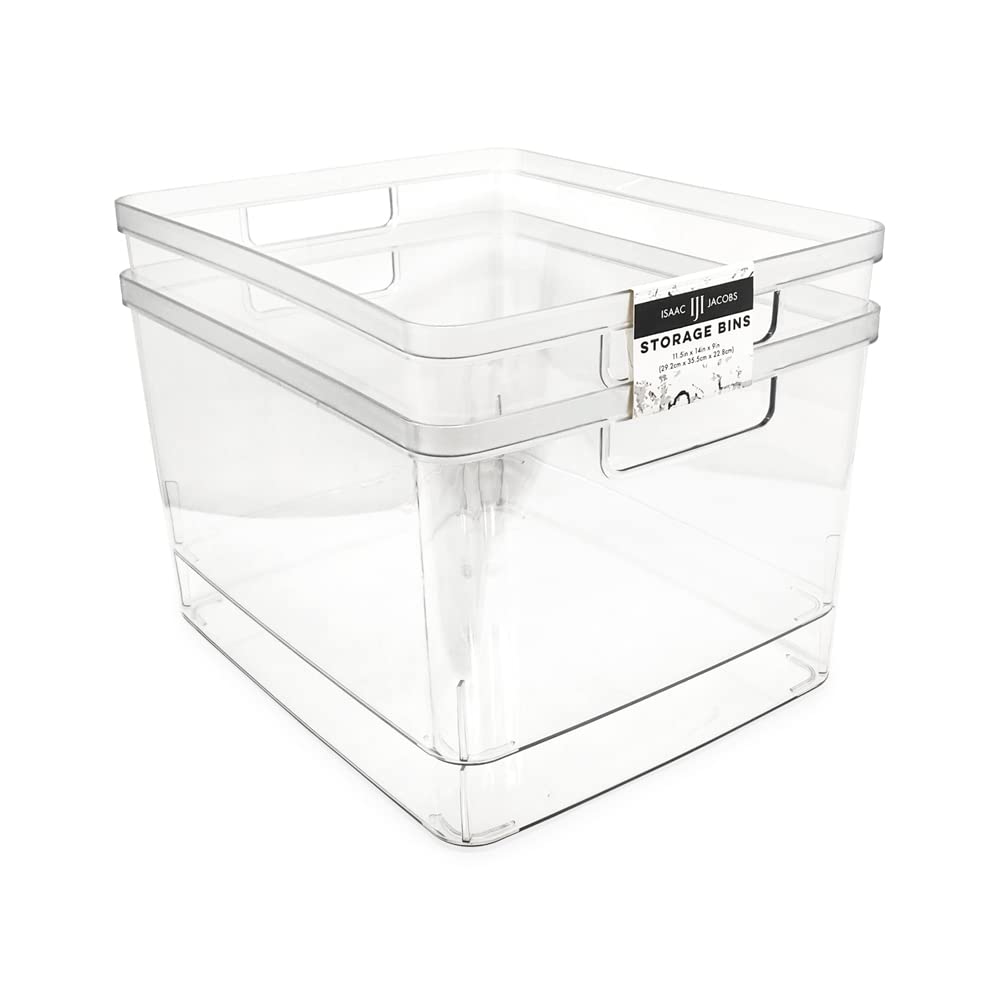 Isaac Jacobs extra-large clear bin front view for pantry organization and quick visibility.