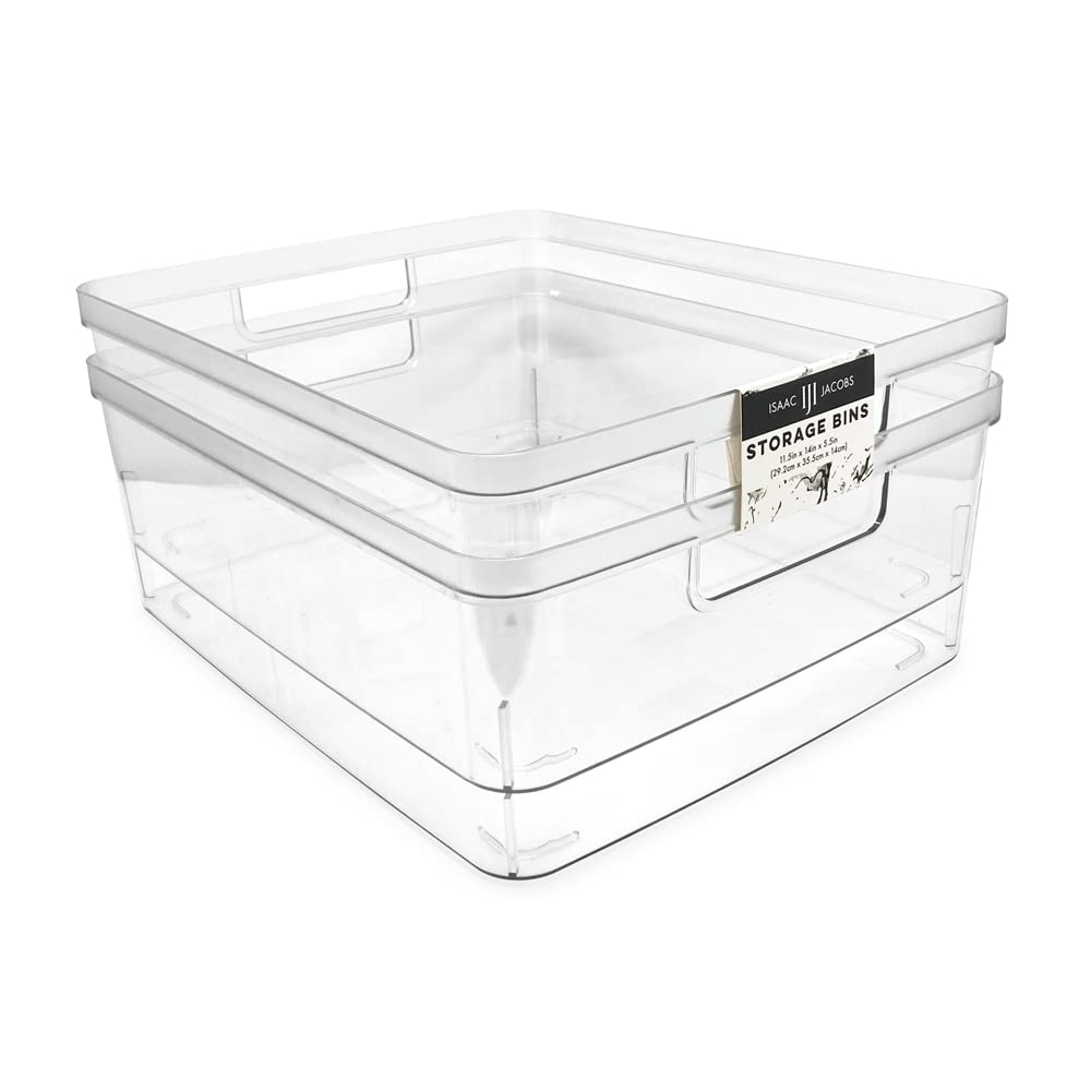 Isaac Jacobs large clear storage bin front view shows easy visibility for quick pantry checks.