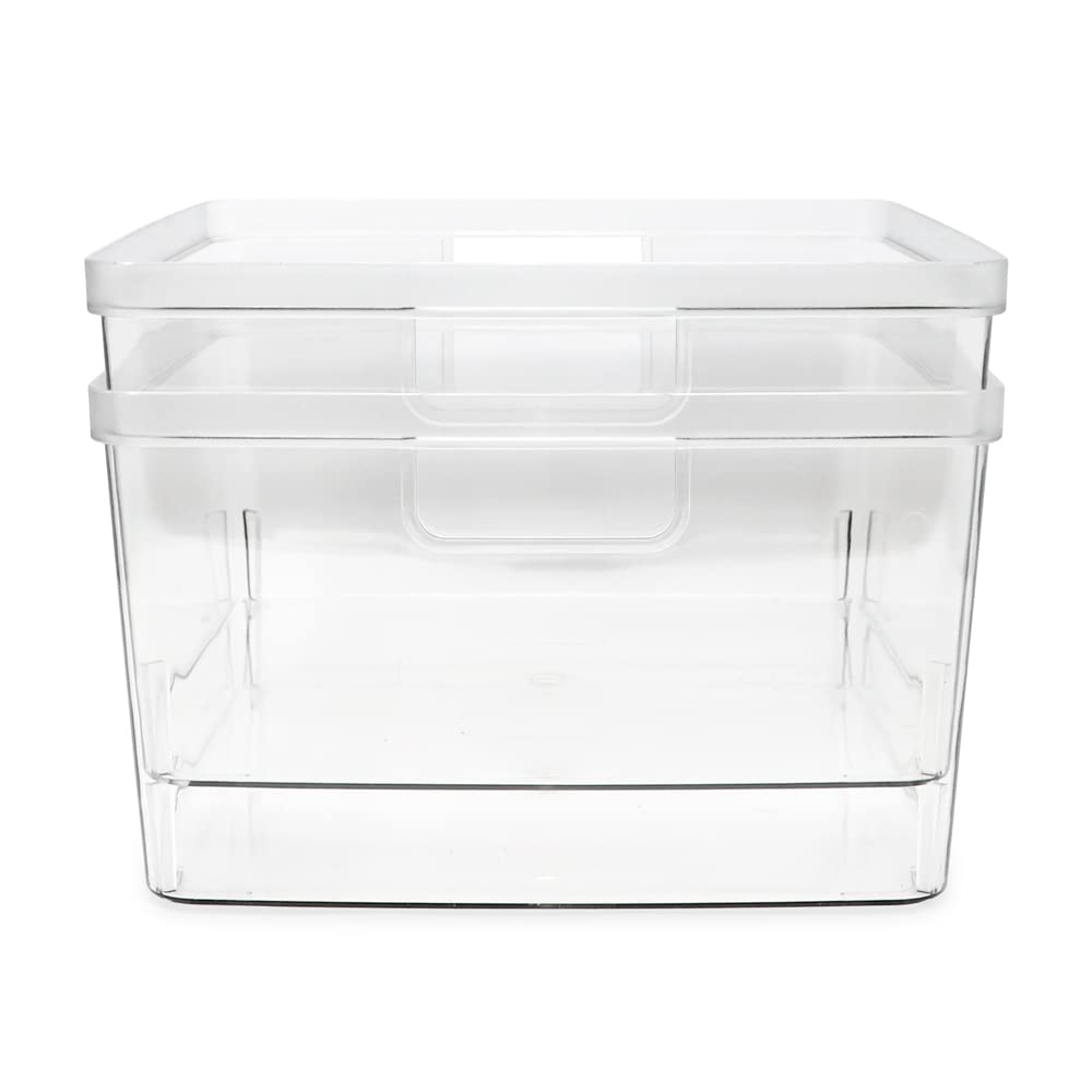 Isaac Jacobs square clear bin closet storage for scarves and accessories.