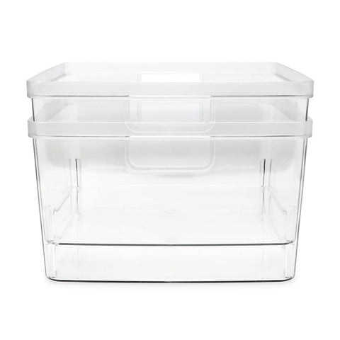 Isaac Jacobs square clear bin closet storage for scarves and accessories.