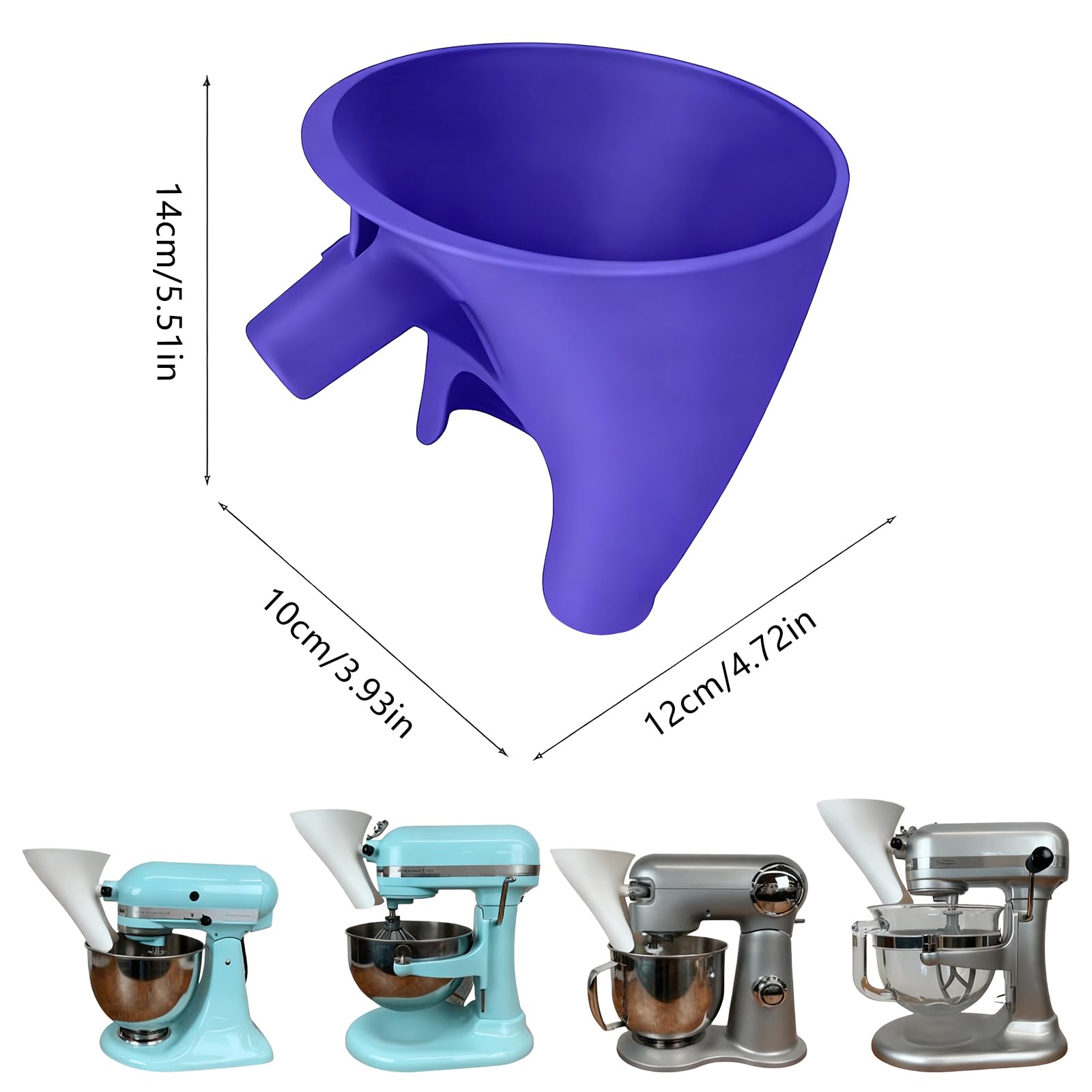 Ishenkea funnel sits on the bowl edge for stable, spill-free pouring