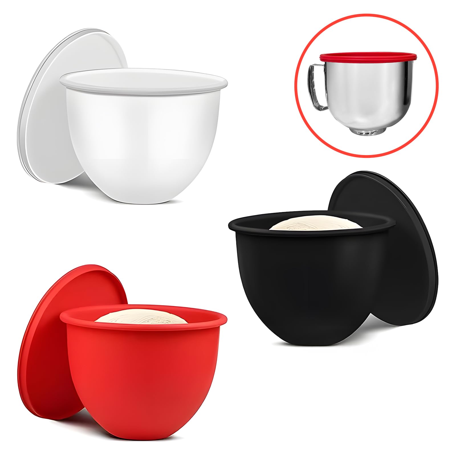 ishenkea silicone bowl liner lids 3-pack enables simple storage between batches