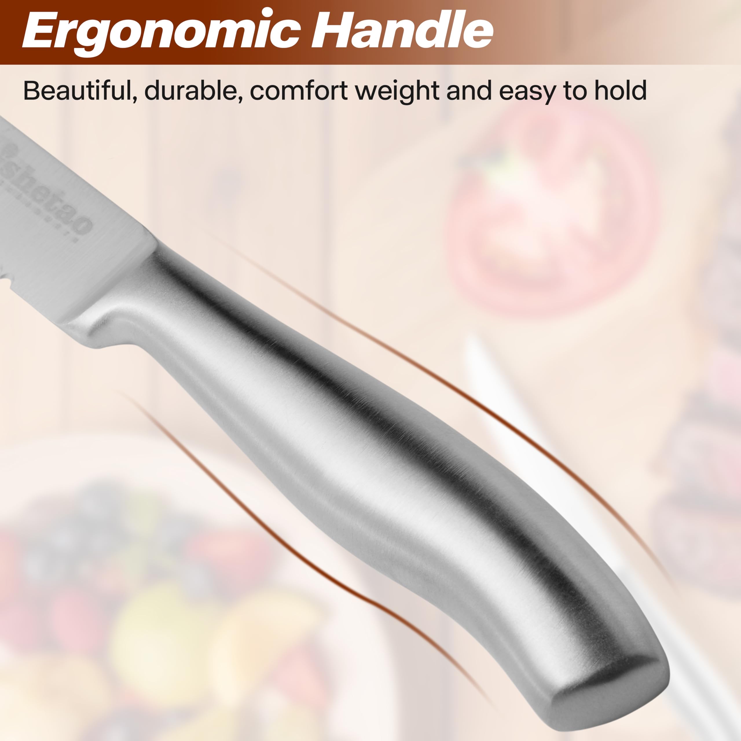 IsheTao 420J2 stainless steel blades resist rust and tarnish.