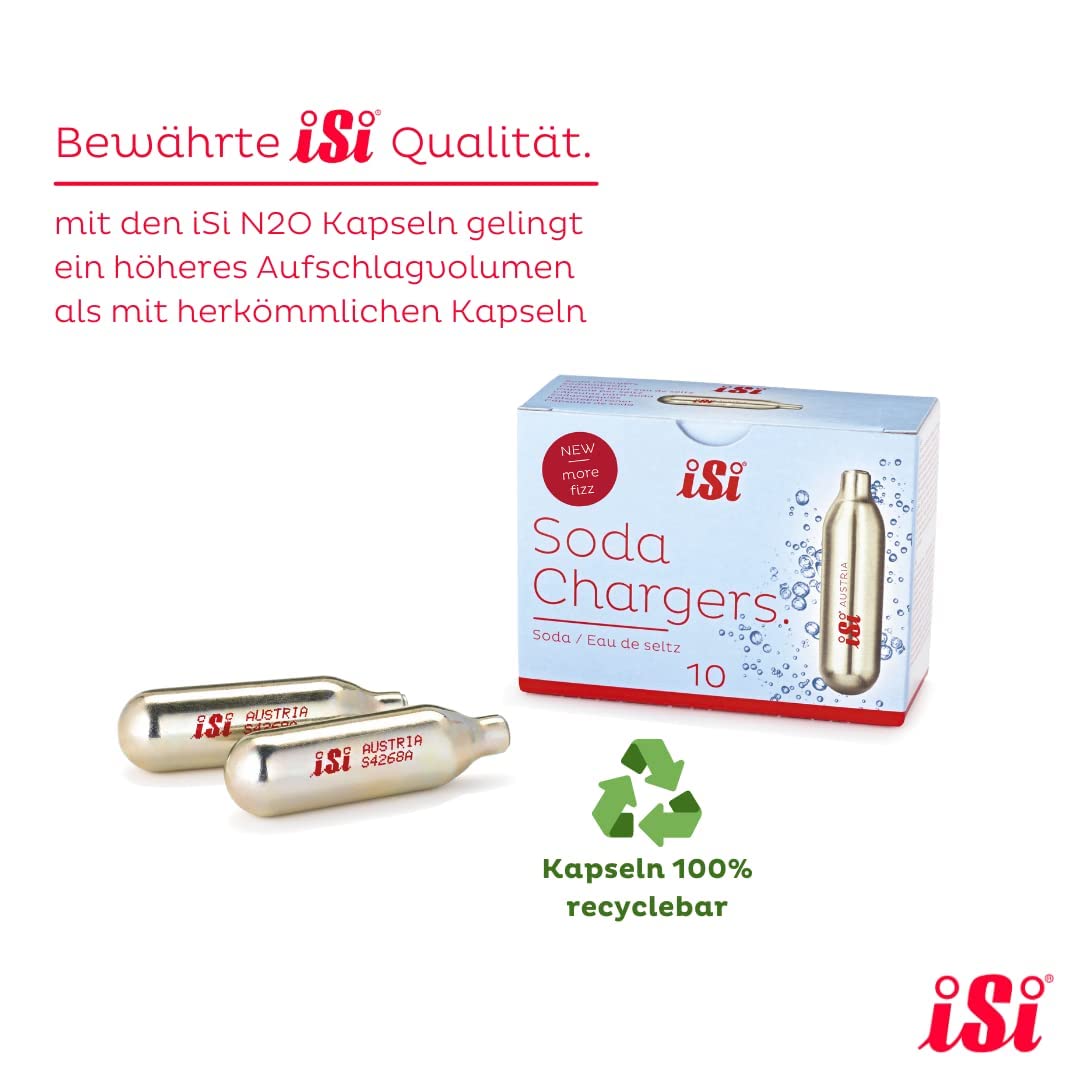 iSi brand cartridge delivering precise 8.4 g CO2 per charge for consistent carbonation