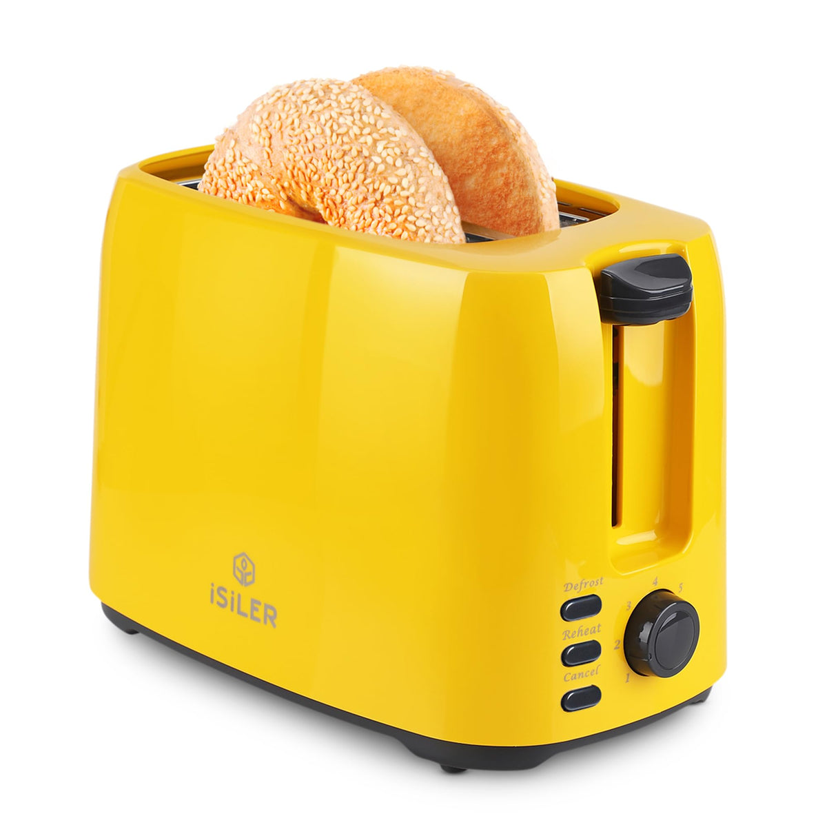 ISILER 2-slice toaster with wide slots for bagels and thick slices showing even browning