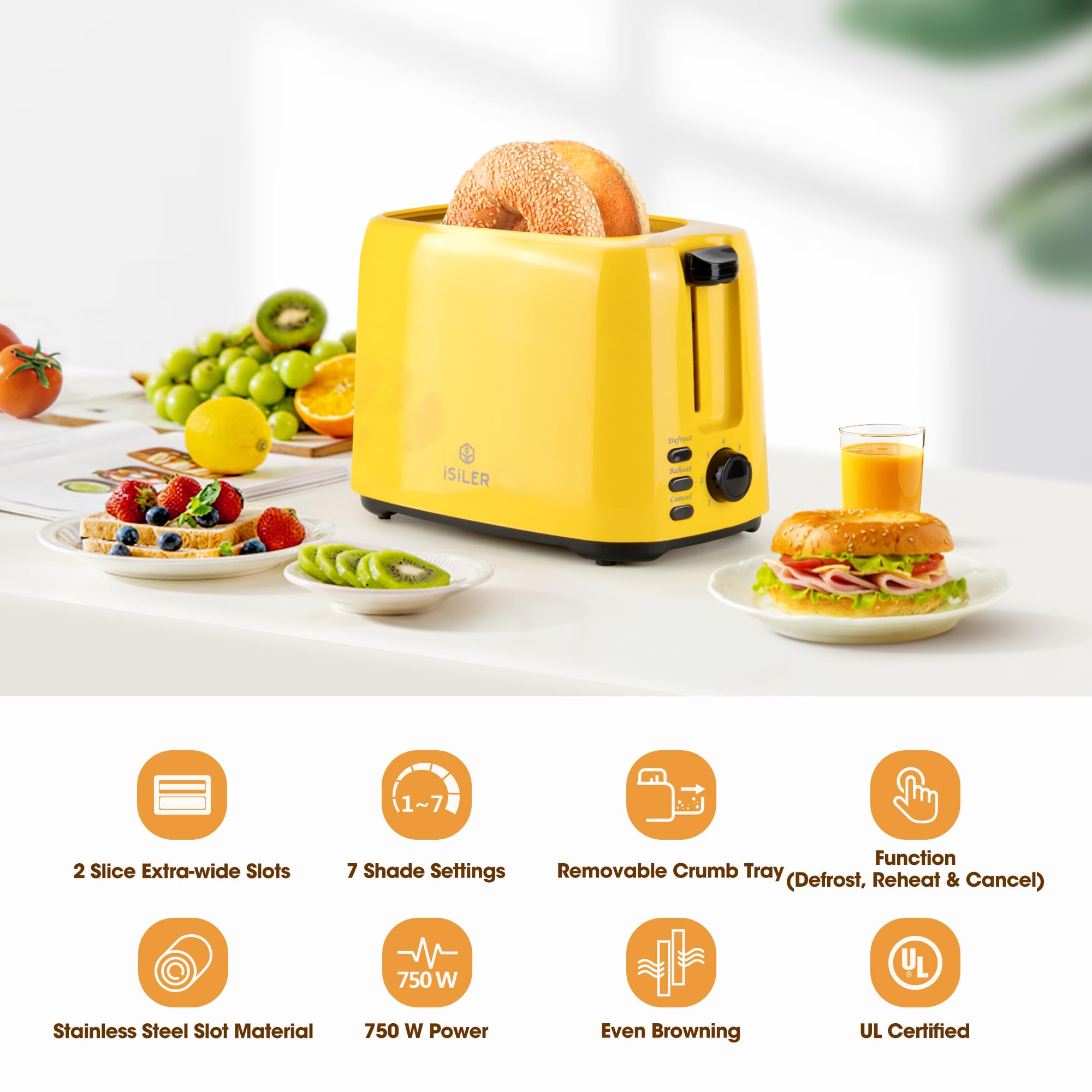 ISILER bagel-friendly toaster operating on a thick slice
