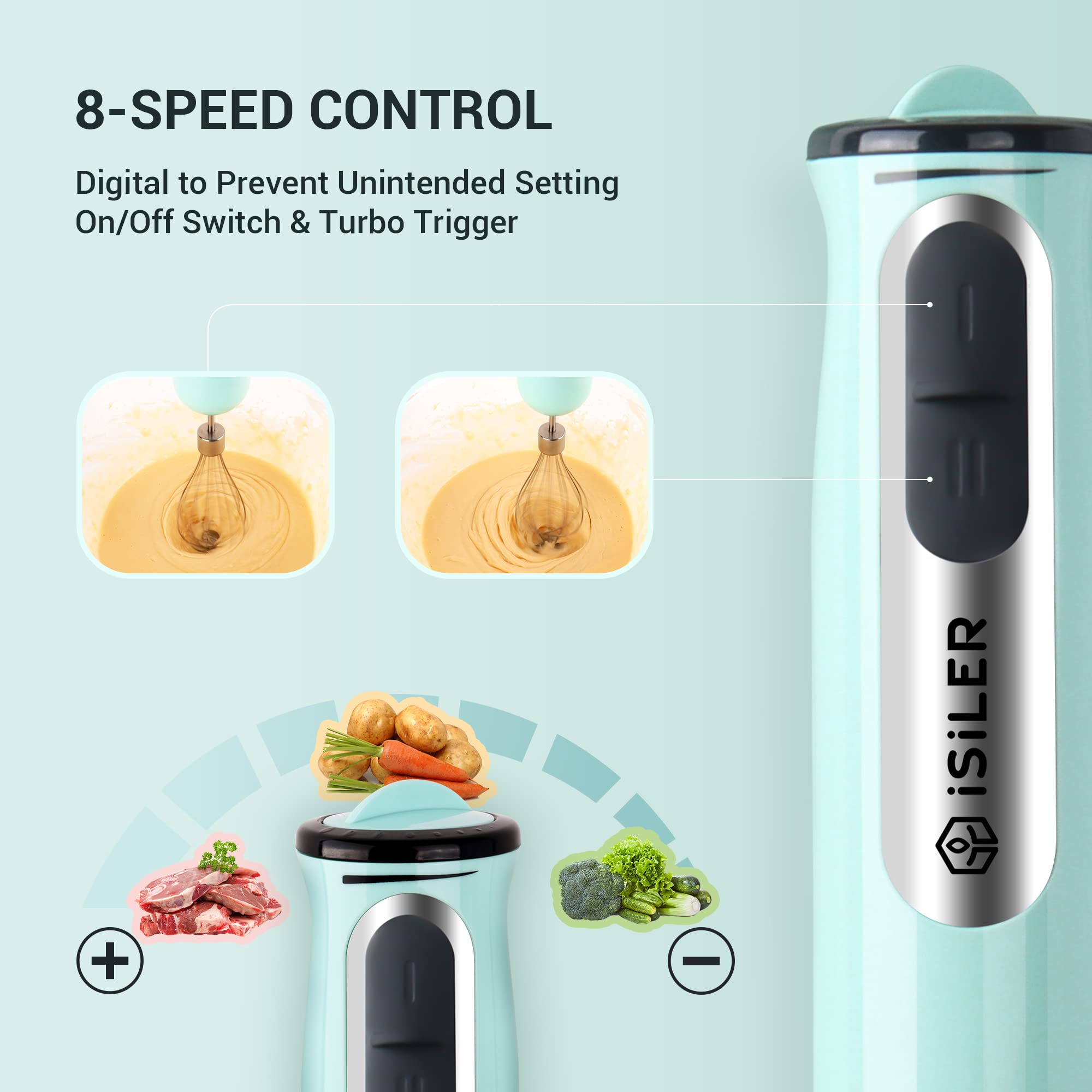 ISILER chopper bowl 860ml mounted to the blender for fast ingredient prep.