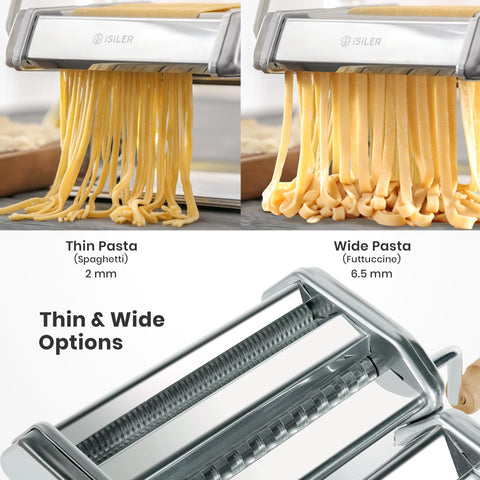 ISILER Pasta Maker uses food-grade aluminum for safe, durable cooking