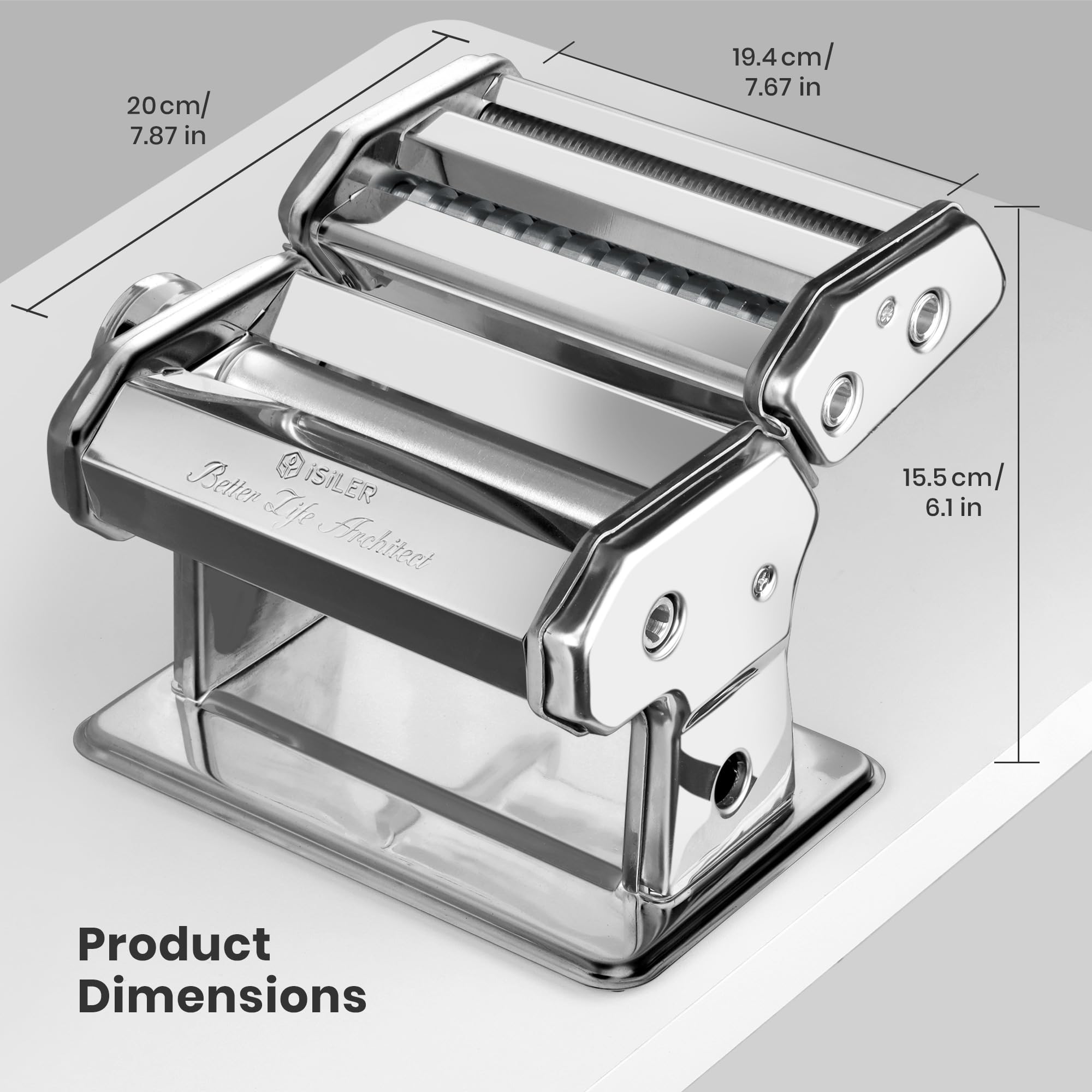 ISILER Pasta Maker cuts neat spaghetti sheets with consistent width