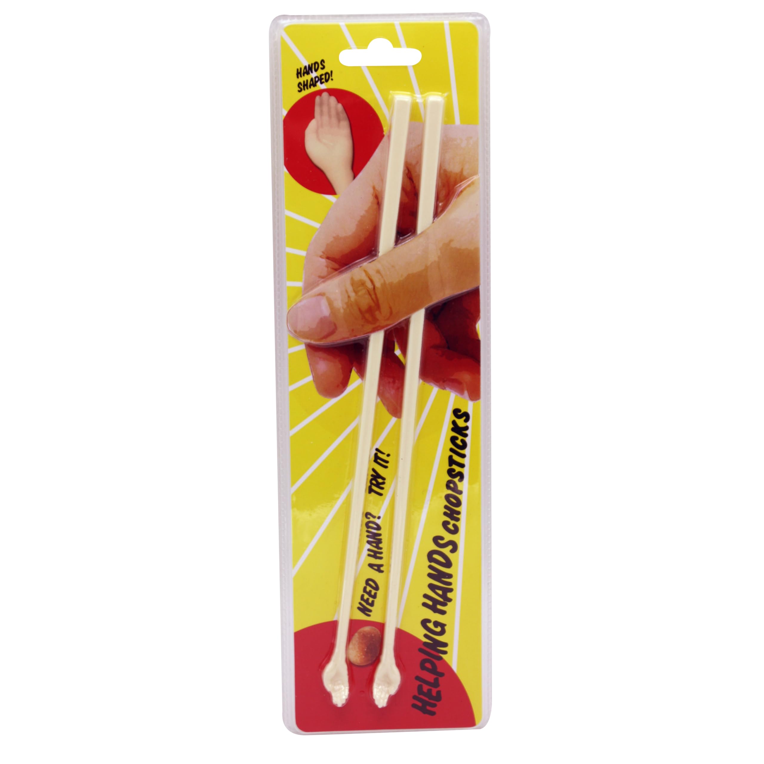 Island Dogs Helping Hands chopsticks with tiny hand ends provide an easier grip.