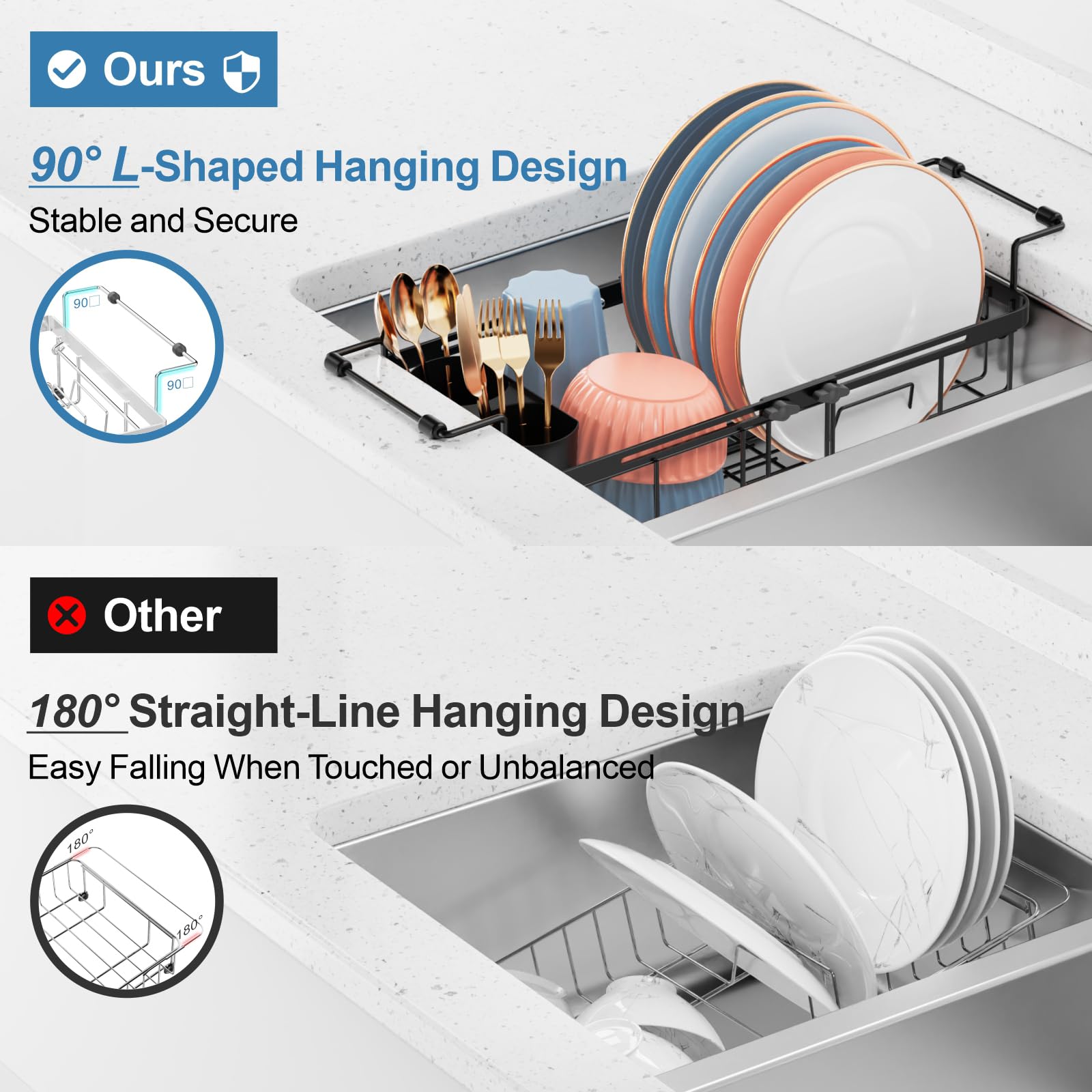 iSPECLE in-sink-dish-drainer with simple setup for quick installation.