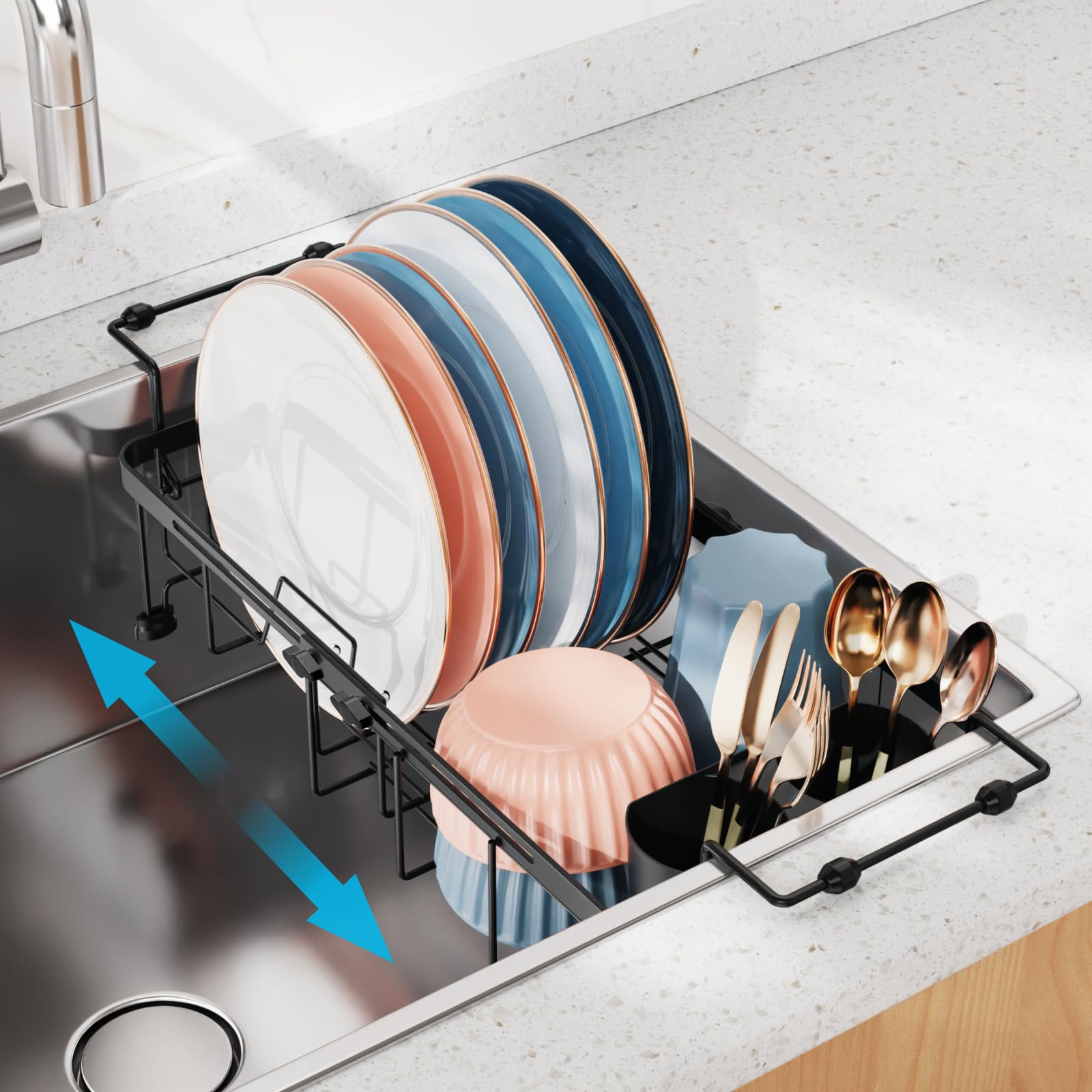 iSPECLE small-sink-drying-rack fits tiny sinks and saves counter space.