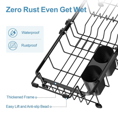 iSPECLE stable-kitchen-drying-rack with non-slip feet protecting sink surfaces.
