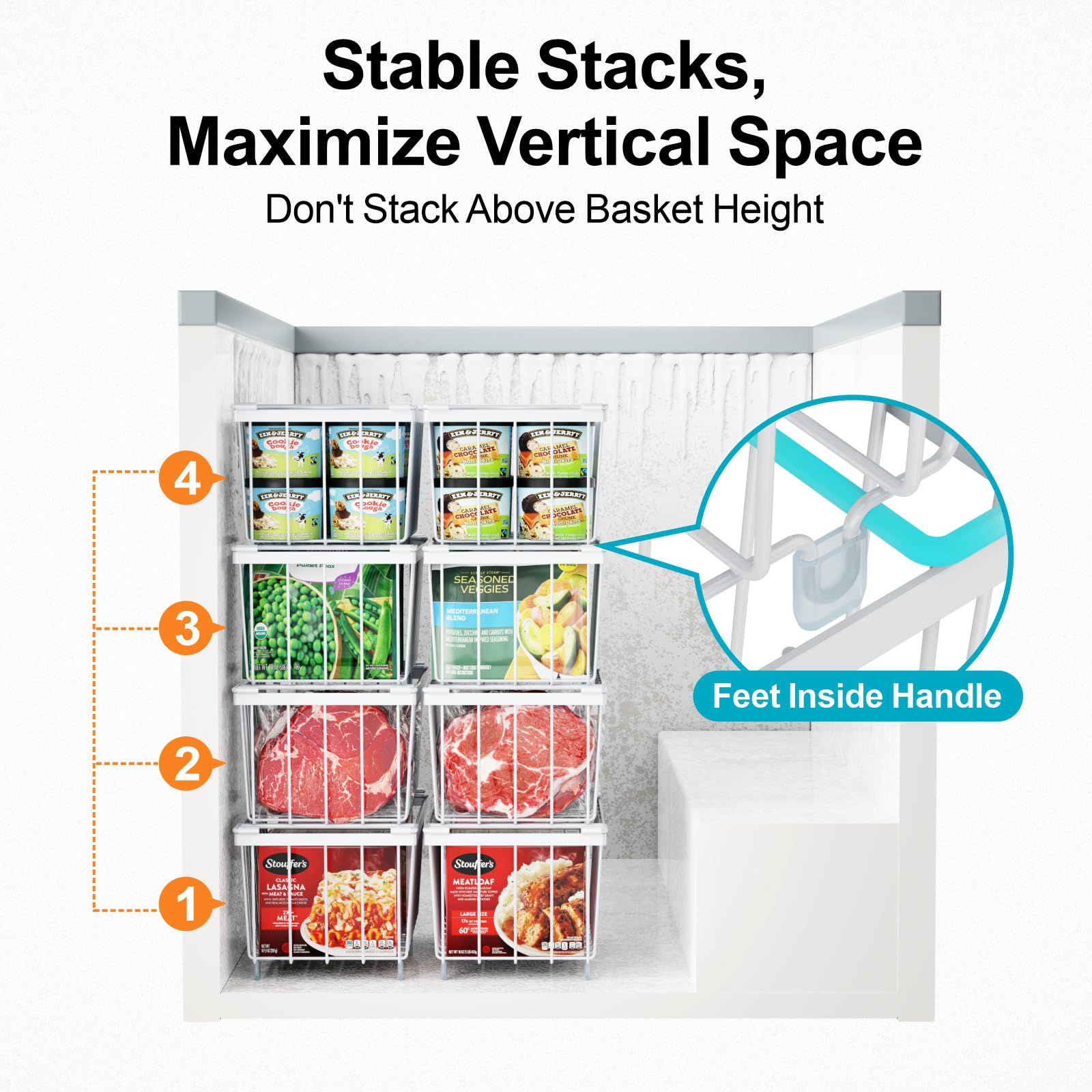ISPECLE deep freezer bins measured-fit for 5–7 cu ft chest freezers