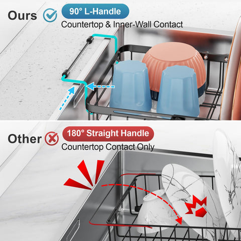 iSPECLE Expandable In-Sink Rack with non-slip feet protecting the sink surface