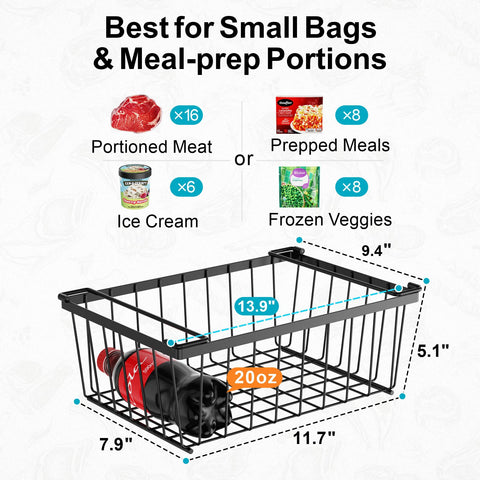 iSPECLE bottom crossbar protects freezer surfaces and stabilizes bins.