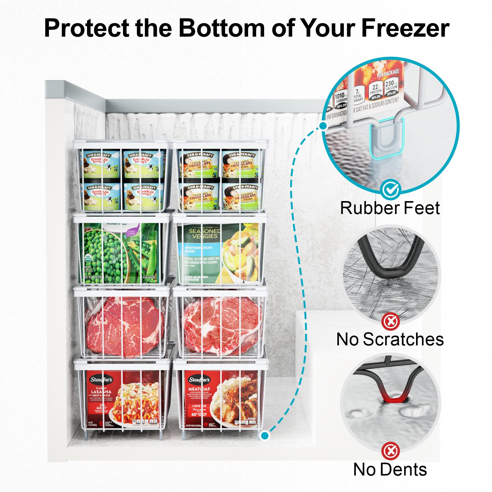 ISPECLE easy-restock freezer bin simplifies reorganizing contents
