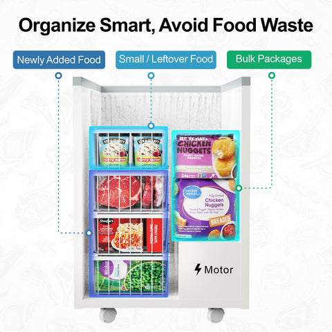 iSPECLE bottom-first stacking maximizes deep freezer capacity.