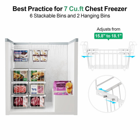 ispecle freezer bins with extendable handle fitting 7 cu ft freezers for versatile setup