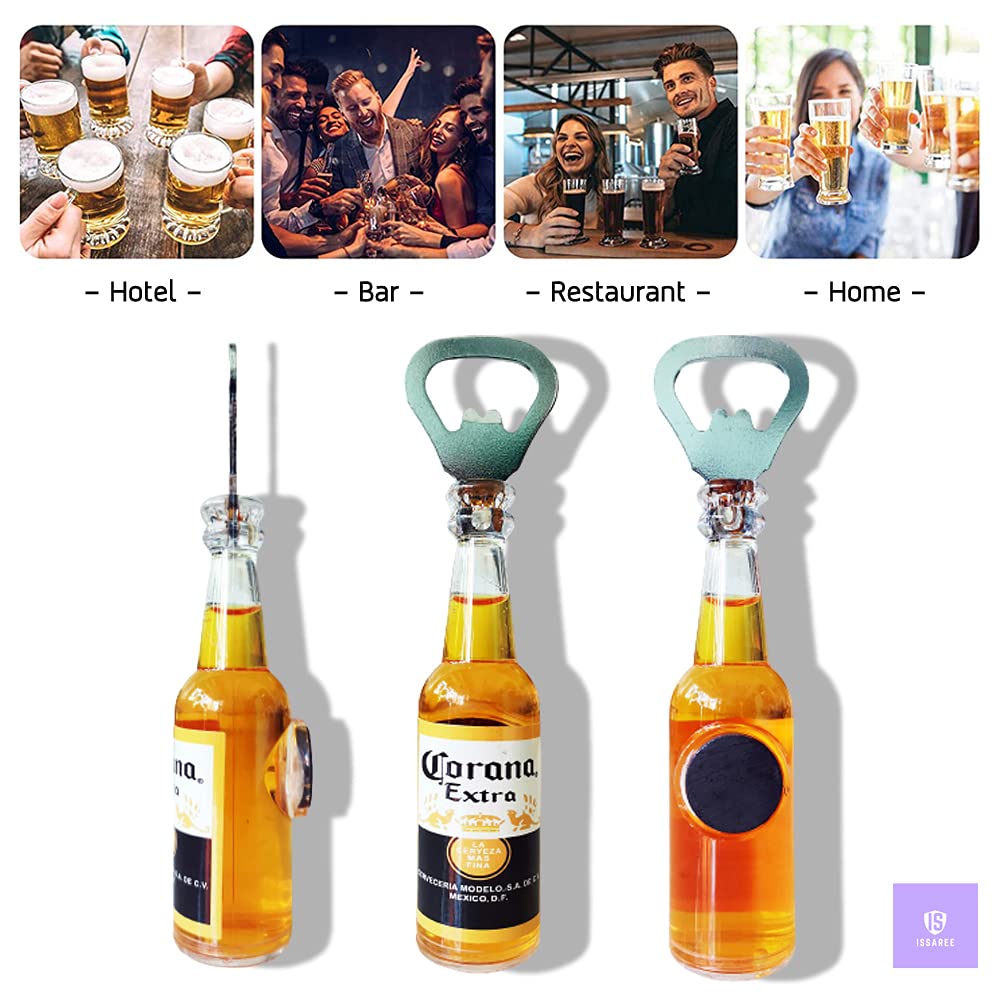 ISSAREE bottle opener on fridge back design functions as magnet.