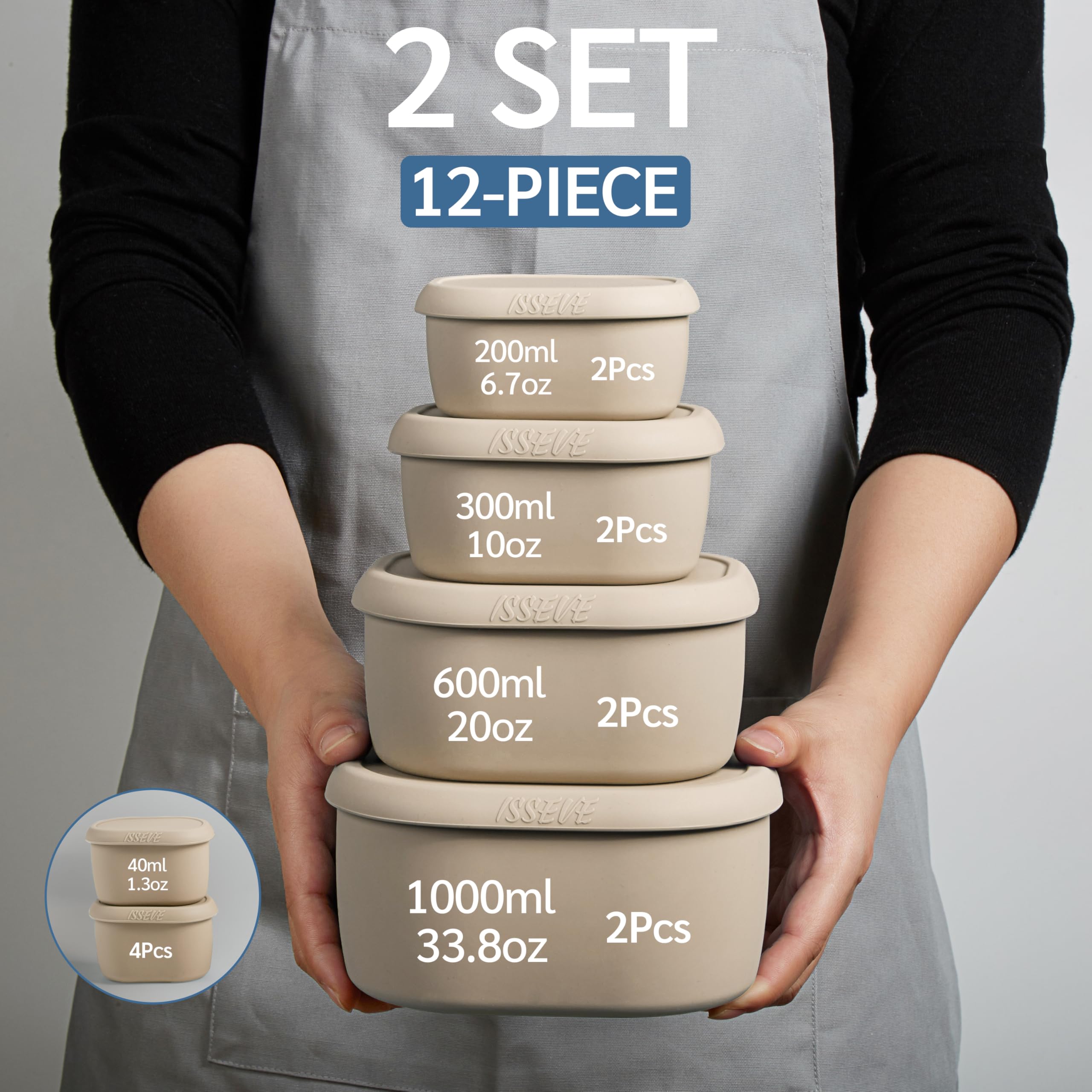 ISSEVE 10 oz nesting silicone container ideal for snacks and lunches