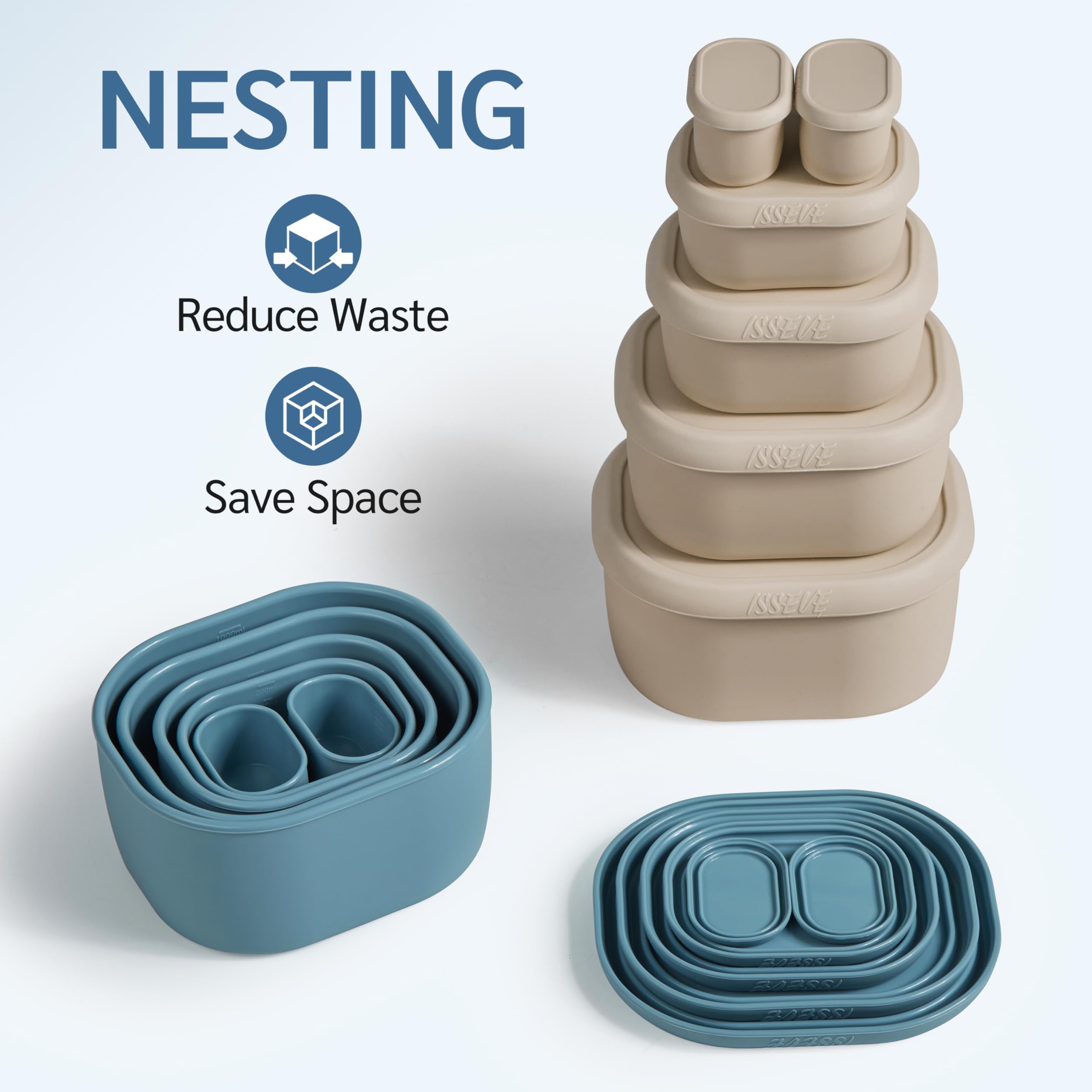 ISSEVE 20 oz nesting silicone container for organized portions