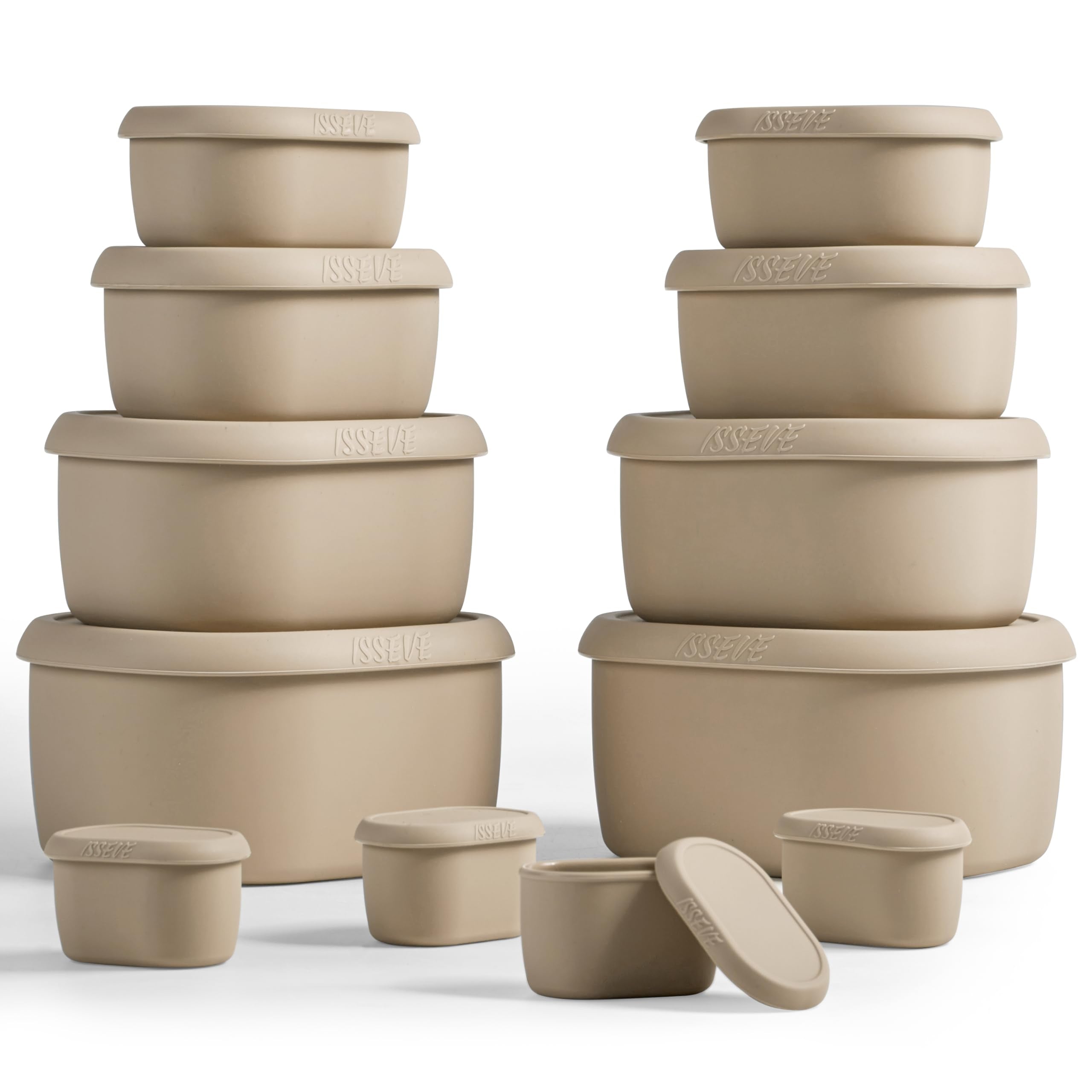 ISSEVE 33.8 oz nesting silicone container with airtight lid for meal prep