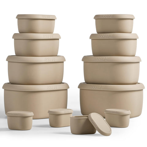 ISSEVE 33.8 oz nesting silicone container with airtight lid for meal prep