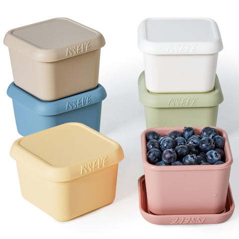 ISSEVE 6pack silicone snack containers with lids for kids, ideal for on-the-go lunches