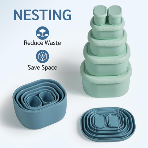 ISSEVE nesting design saves space in fridge or freezer for easy organization.