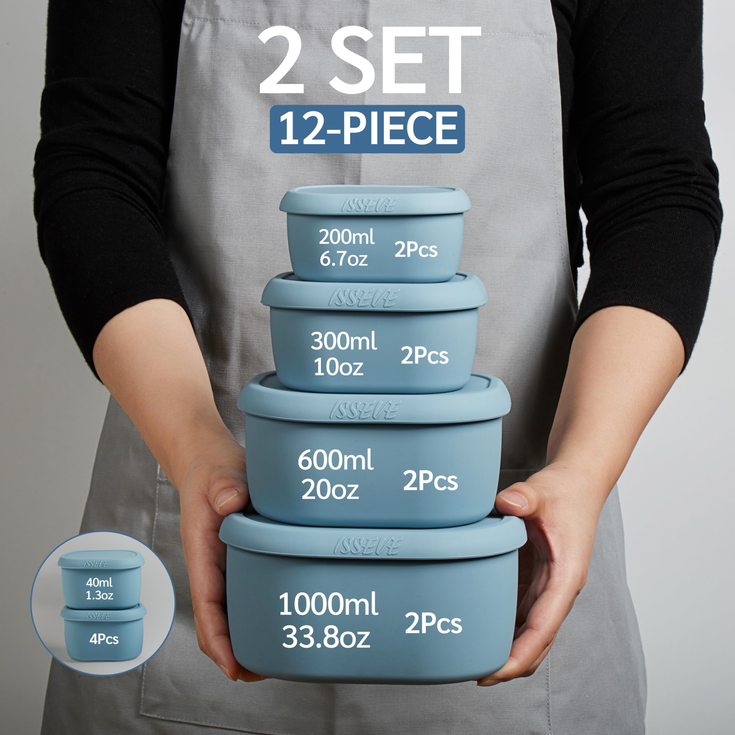 ISSEVE silicone storage containers with airtight lids keeping leftovers secure.