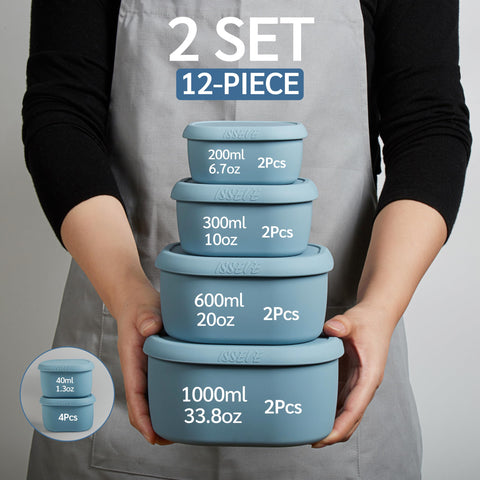 ISSEVE silicone storage containers with airtight lids keeping leftovers secure.