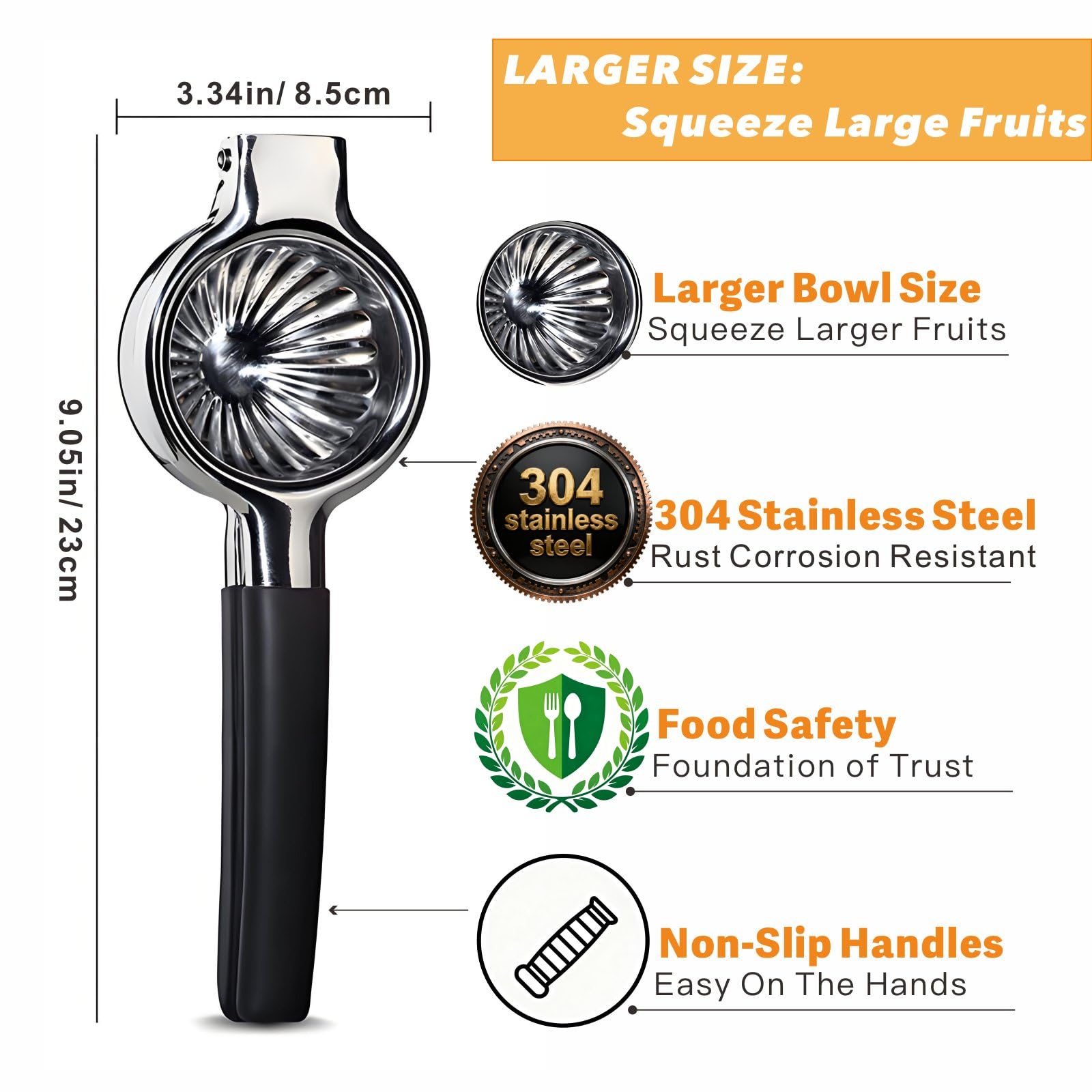 Istarcas stainless steel lemon press, durable and rust resistant.