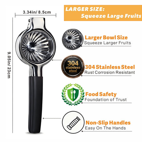 Istarcas stainless steel lemon press, durable and rust resistant.