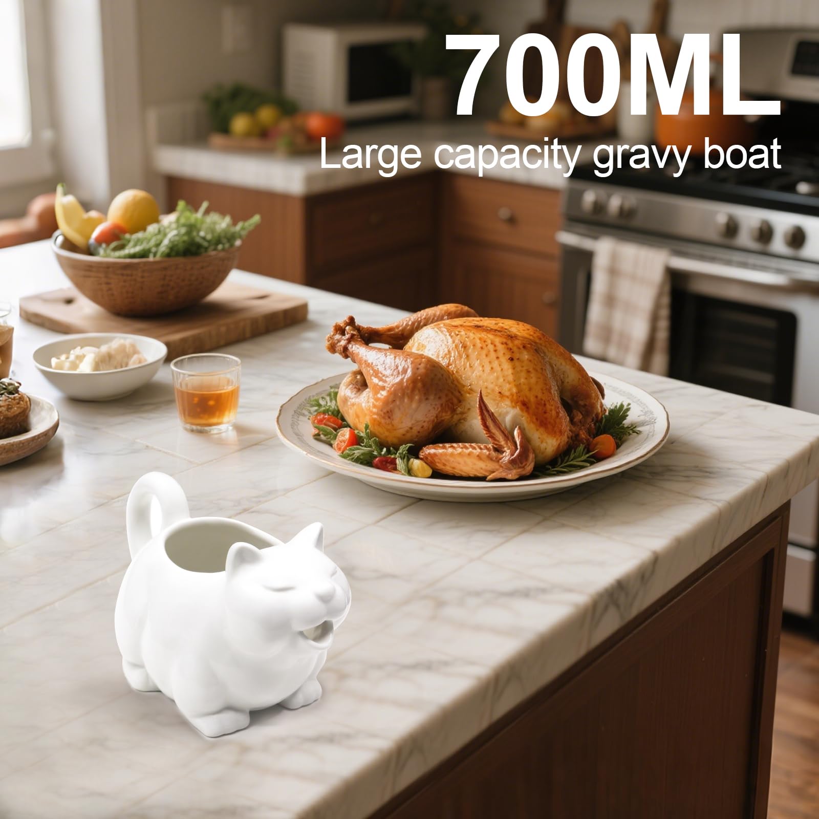 ISTOOLL cat-themed accent adds charm to Thanksgiving and Christmas dinners.