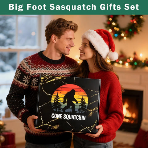 Ithmahco premium gift box with retro sunset and Bigfoot silhouette.