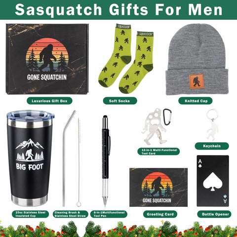 Ithmahco green Gone Squatchin socks offer playful comfort outdoors