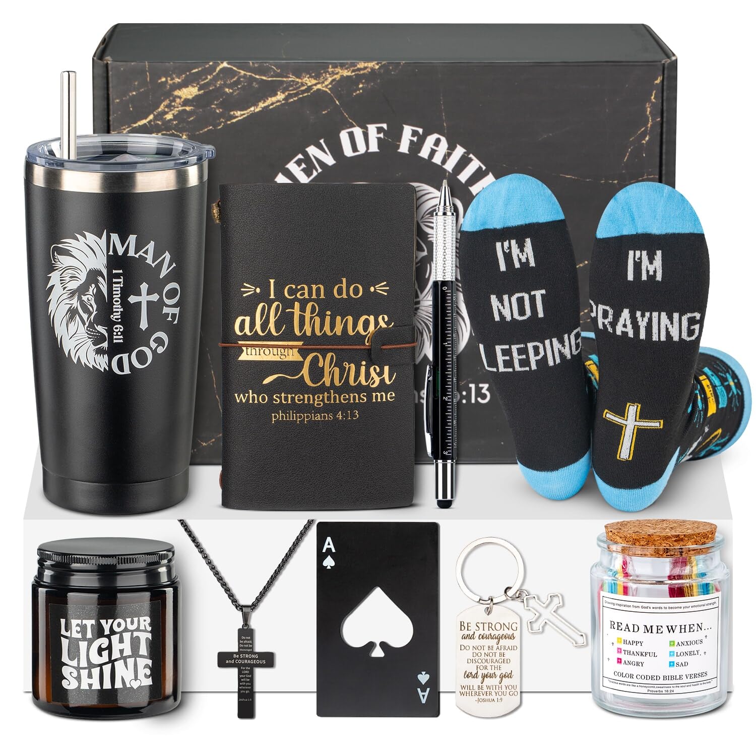 Ithmahco man of God tumbler keeps drinks hot or cold for long days.