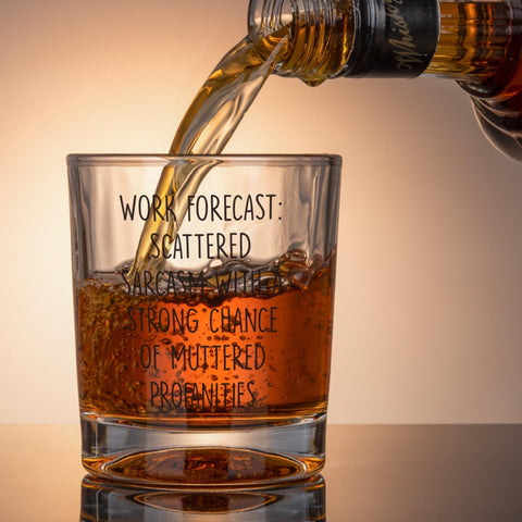 Ithmahco glass highlighting sarcasm text, a desk staple for lighthearted moments