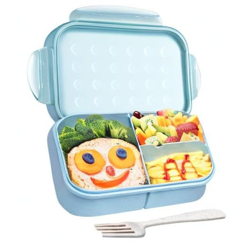 Itopor Blue Bento Box shown from angle view for modern meal prep.