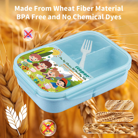 Itopor Wheat Straw Bento Box three compartments keeping meals neatly separated.