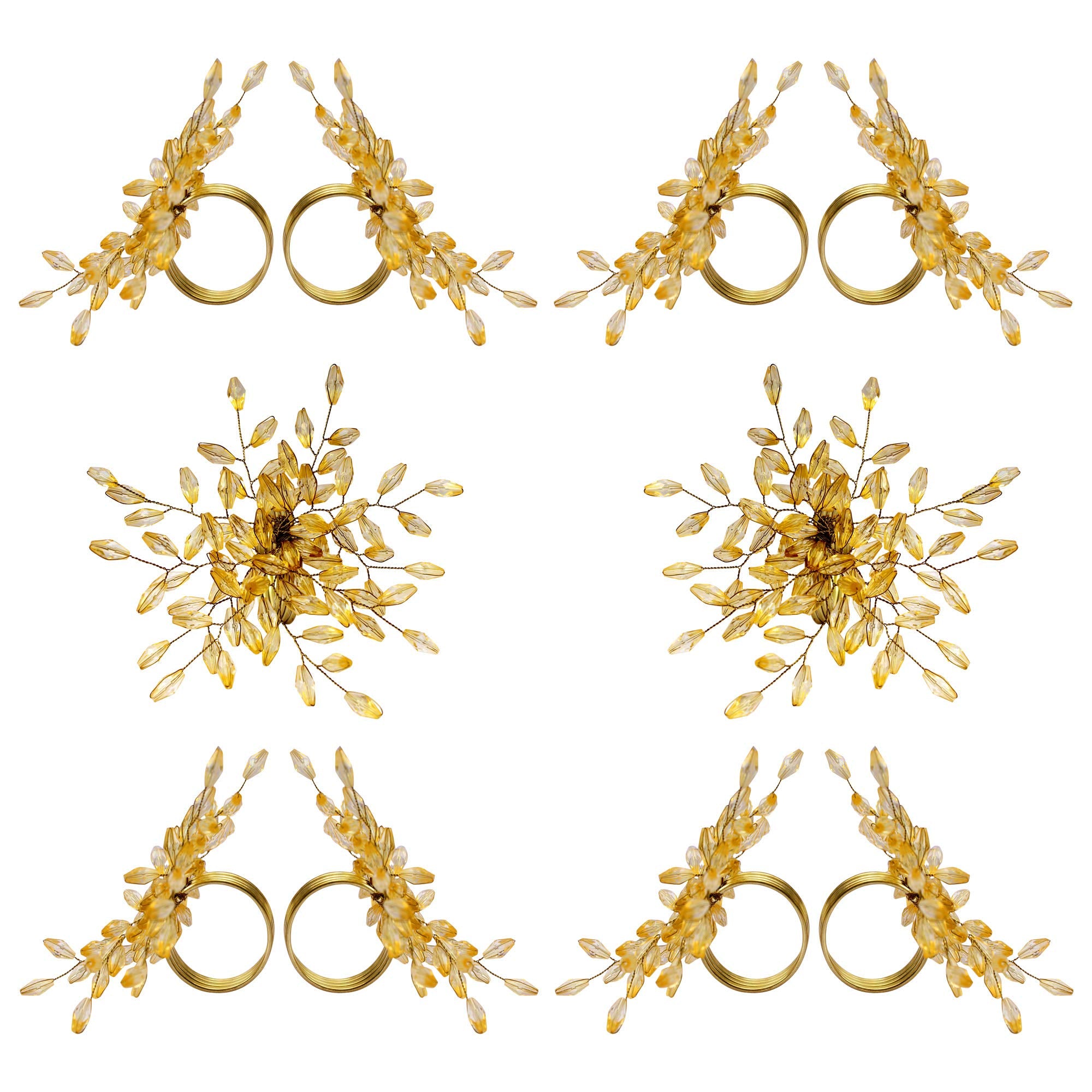 ITOS365 leaf-gold napkin rings highlight decorative bead details