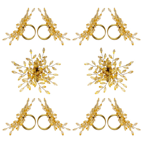 ITOS365 leaf-gold napkin rings highlight decorative bead details