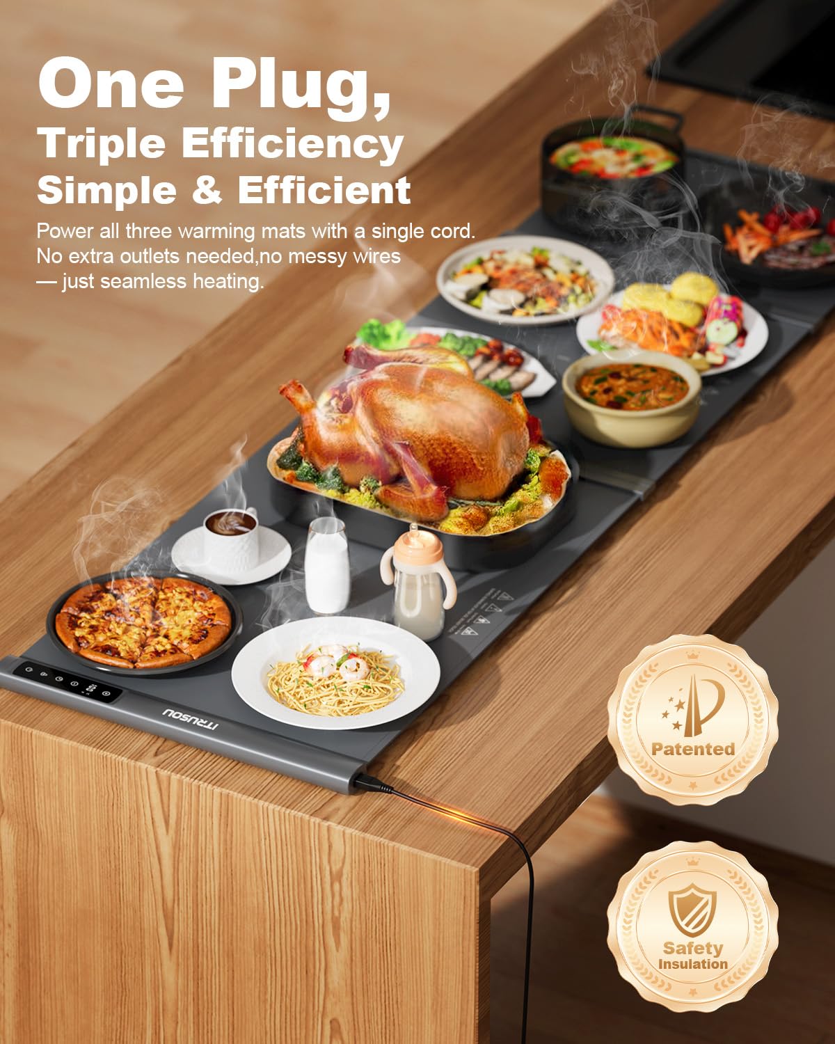 itrusou warming mat with 7 temperature settings for precise warmth.