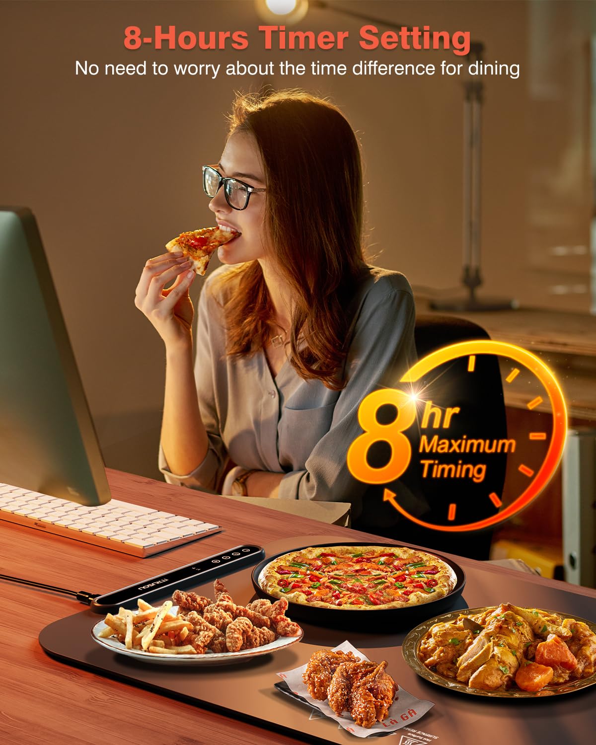 itrusou Food Warming Mat features a long timer for flexible warming