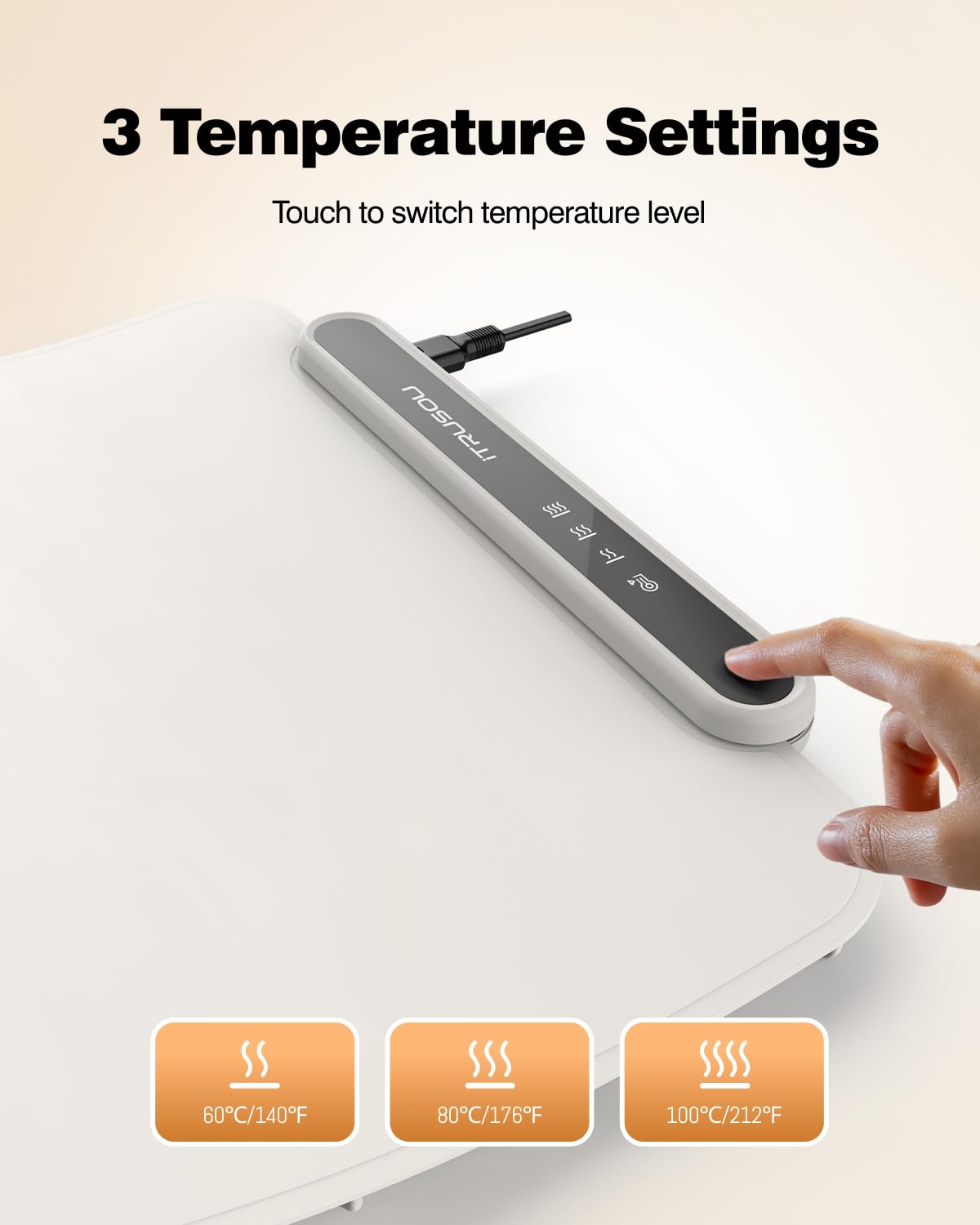 itrusou Food Warming Mat compatible with ceramic, glass, and stainless tableware