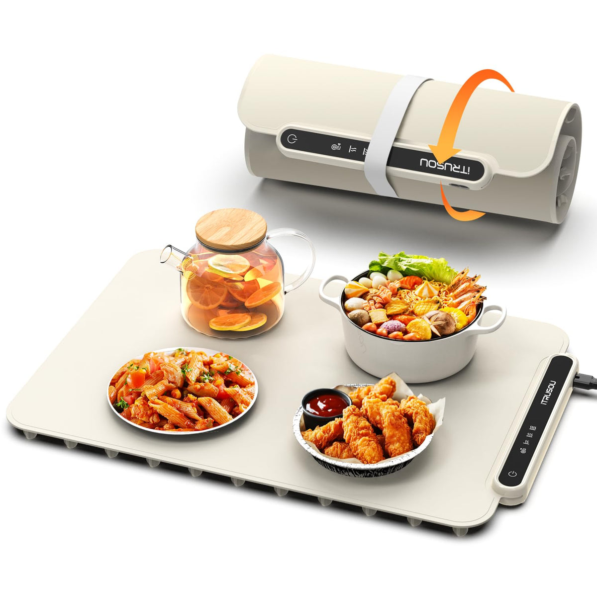 itrusou food warming mat demonstrates full-surface heating for even warmth on dishes