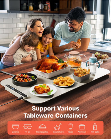 iTRUSOU warming mat measuring 27.55 by 15.75 inches for multiple dishes