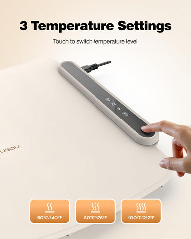 itrusou warming tray compatible with ceramic, glass, and stainless steel tableware