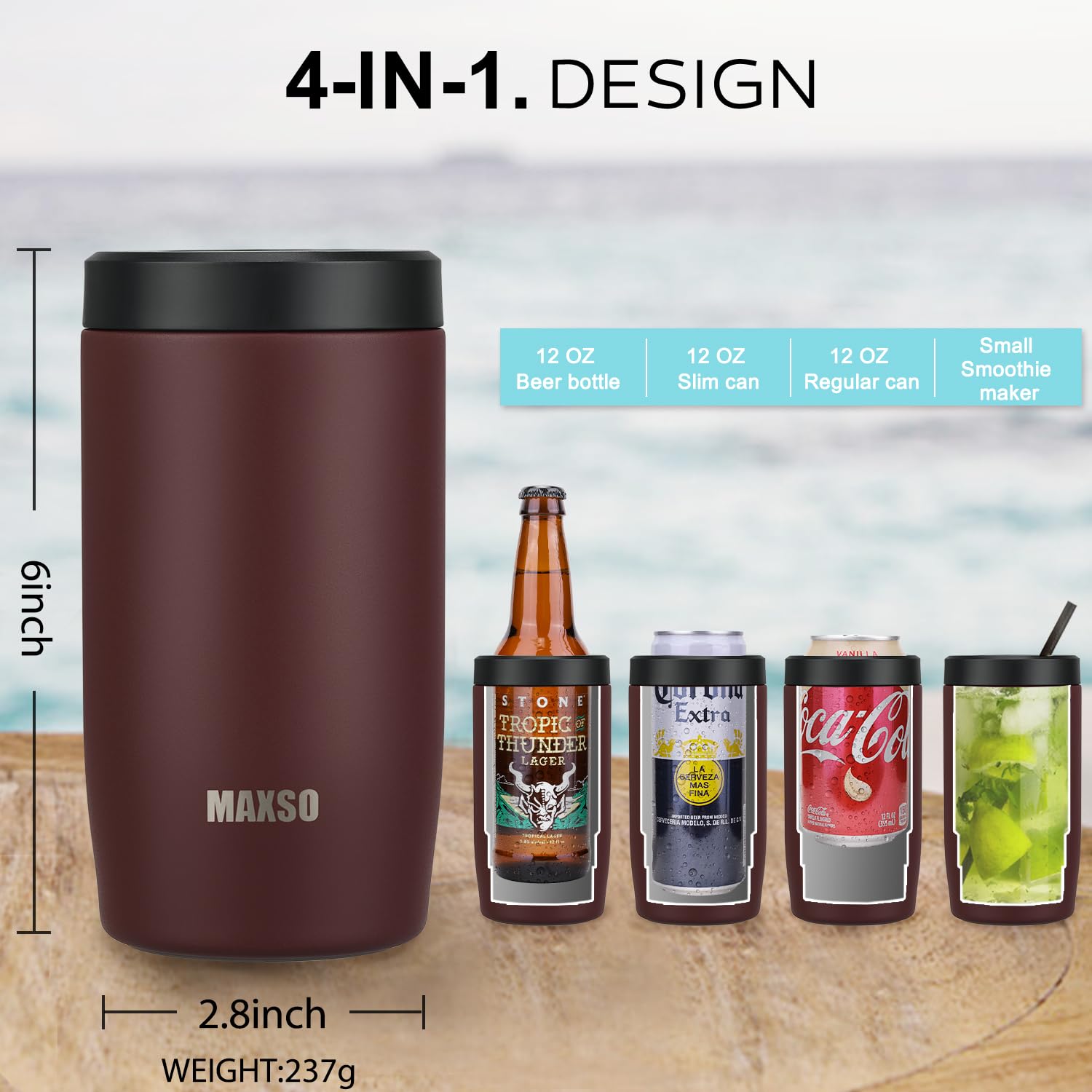 Itslife versatile 12oz to 16oz cooler fits cans and bottles anywhere.